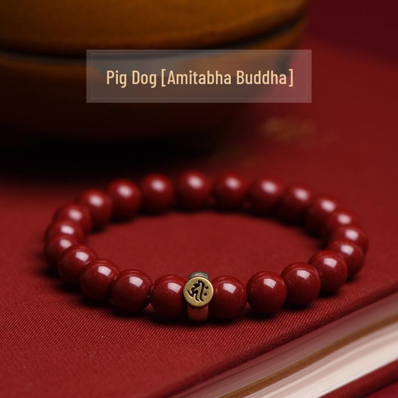 Mingwang Starlight Purple Gold Sand Buddha Zodiac Cinnabar Bracelet Regular Starlight Gold Sand 6mm [Approx. 50%]