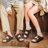 3505 Summer New Sandals Couple Leather Book Soft Sole Outer Wear Slippers One Pedal Breathable Lazy Shoes