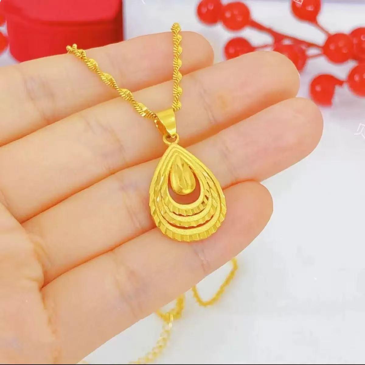 Chinese Style Water Drop Pendant Necklace: Retro, Polished, Versatile Women s Fashion Accessory