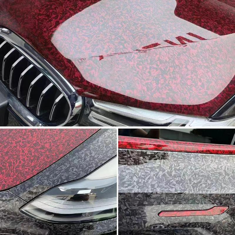 Car Sticker Carbon Glossy Black Red Forged Carbon Fiber Vinyl Wrap Air Release Carbon Fiber Self Adhesive Auto Decal Sticker