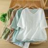 DIMANAF 2026 Women Plus Size New Summer Blouse Shirt Short Sleeve Casual Loose Lady Tops Shirts Linen Embroidery
