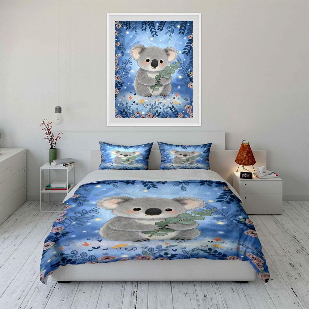 Koala Holding Eucalyptus Leaves. Bedding Sets Duvet Cover Sets Duvet Covers Pillowcases(1 * Duvet Cover 2 * Pillowcases Without Duvet Insert)