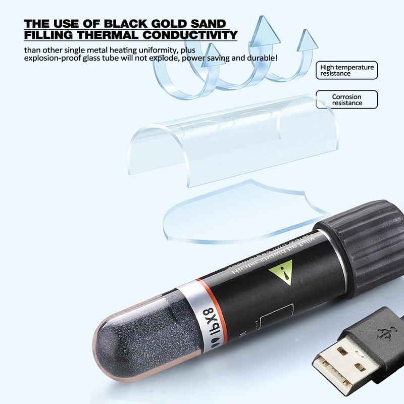 10W USB Mini topný prut pro akvárium pro malé akvárium Ohřívač akvária s konstantní teplotou Ponorný termostatický ohřívač