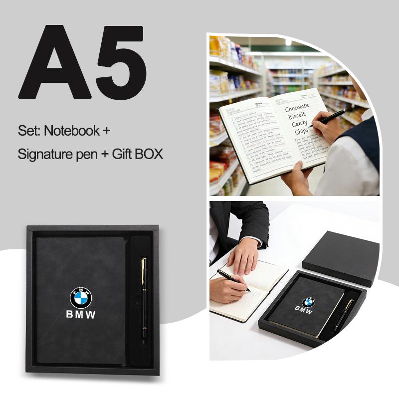 Car Logo Notebook Thickened Retro Diary Set Accessory Gift For BMW X1 X3 X5 X6 X7 1 3 5 6 7 Series G20 G30 F07 F15 F16 Keychain