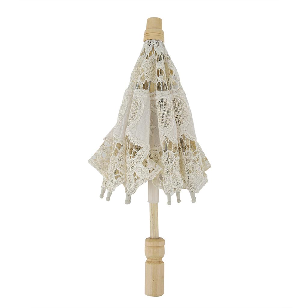 Svatební deštník Krajka Bavlna Výšivka Slunečník Svatební potřeby(Bílý )