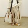 LESS 2026 Spring Casual Loose Wide-Leg Striped Trousers