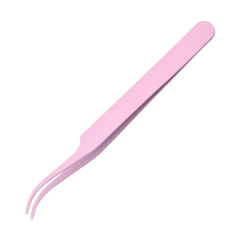 Round Tip Eyelash Tweezers and Clips: Dolphin and Butterfly Designs for False Eyelash Application 13g розовый