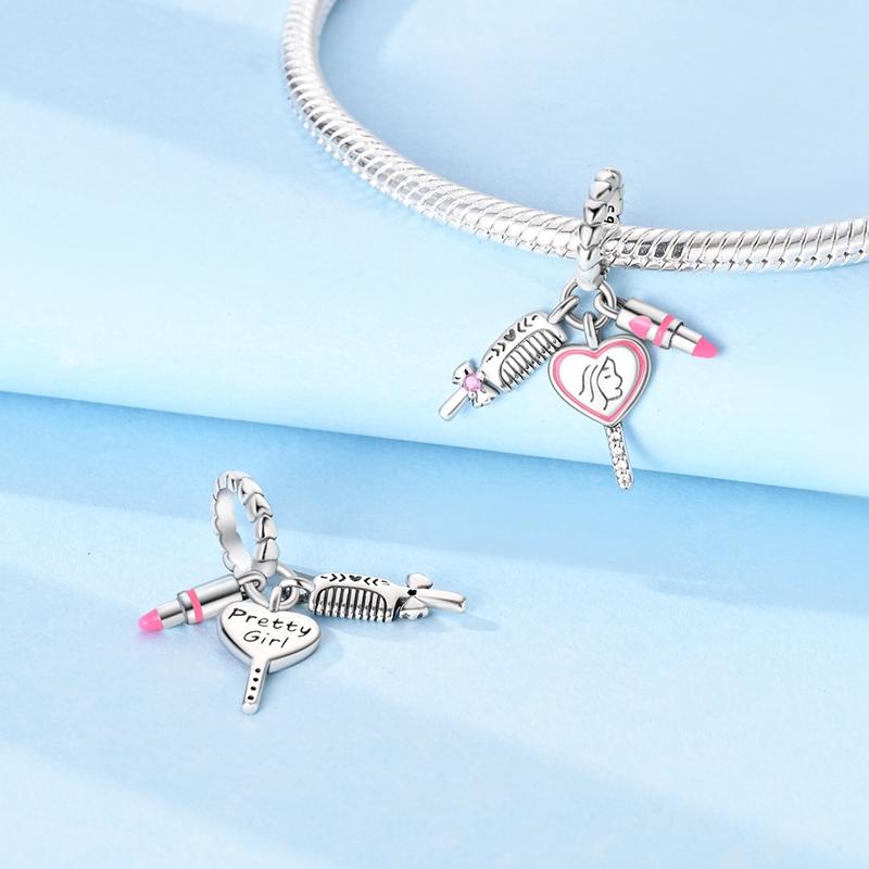 Fit Original Charms Pink Seriescopper Perfume Charm Pendent Dangle Bead Bracelet Necklace Diy Women Jewelry Gift