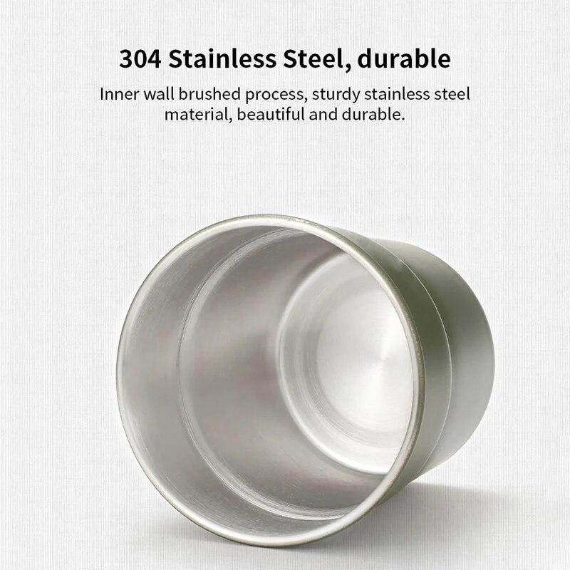 Öl Vinkoppar Stapelbara Campingkopp Drickmugg Rostfritt Stål Campingmugg med Förvaringspåse för Inomhus Utomhus Resor