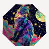 1pc Colorful Cosmic Cat Automatic Folding Umbrella - Portable 3-Fold Design with 8-Bone Iron Frame, Perfect for Outdoor Use, Festive Gifts, Travel, Da