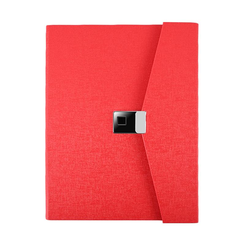 Custom Private Document Organizer Leather Office A4 Size Paper Confidential Private Files Storage Box with Fingerprint Lock (Red,For A4 paper) красный