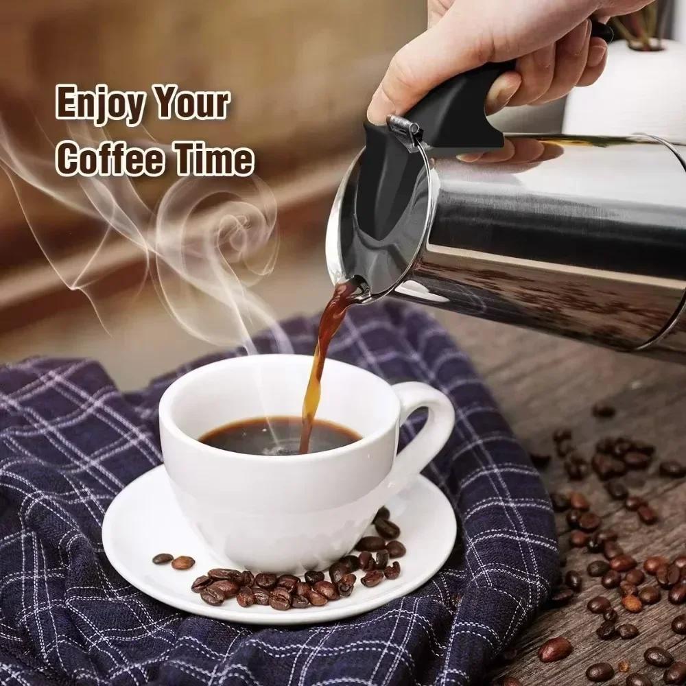 Portable Electric Coffee Machine Mocha Pot Stainless Steel Italian Espresso Machine Induction Stove Coffee Utensils 300ML/450ML.