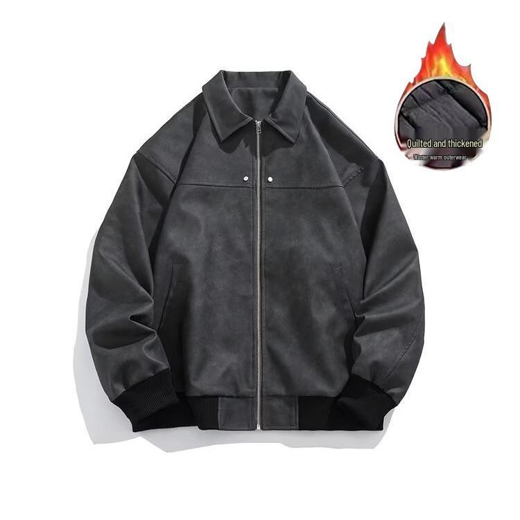 Men's High-End Brown Suede Retro Leather Lapel Jacket by Melaard