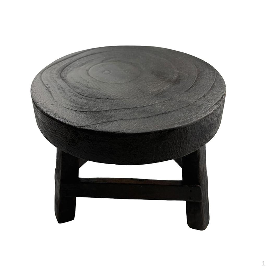 Wooden Plant Stool Planter Holder Decorative Round Bonsai Rack Pot Riser for Garden