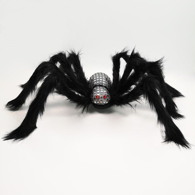 Plush Black Spider Halloween Decor - Haunted Venue Prop