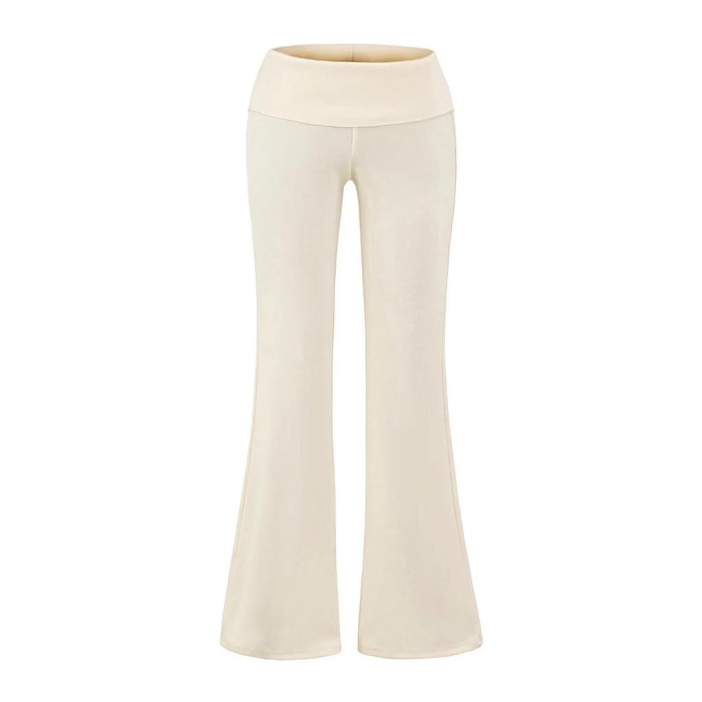 Yoga Workout Set: Slim-Fit Tank with Built-In Bra Pads & Elastic Spaghetti Straps + Flared Pants, Turned-Up Waist, Slimming & Draped