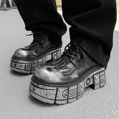 Woman Sneakers New Punk Style Women Shoes Gothic Ankle Rock Boots Lace-up Heel Height Platform Shoes Woman Metal Decor