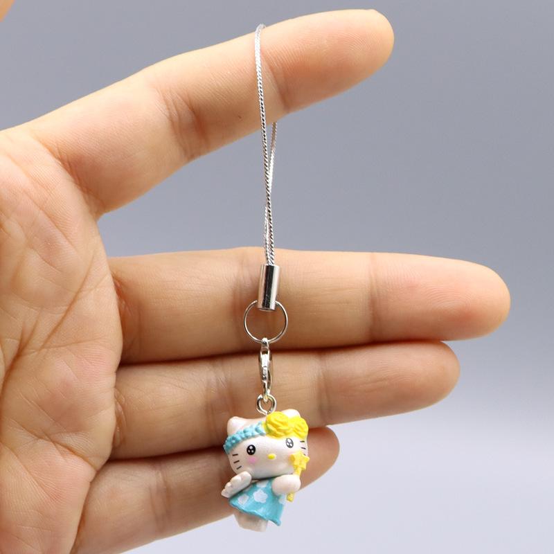 kawaii Hello Kitty Toy Pendant Cute Cat Phone Case Decorative Necklace Pendant Kawaii Women Accessories Festival Gifts