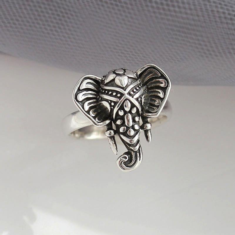 New Niche Design Retro Old Ganesh Ring Men and Women Open Ring