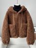 Women's Short Hooded Faux Lamb Wool Coat - Double-Sided Plush Thickened for Autumn & Winter 2025.