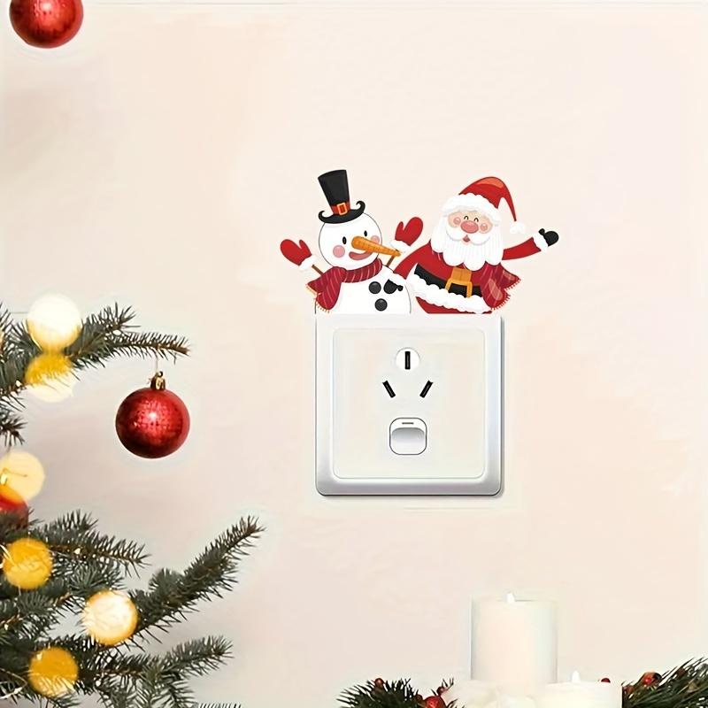 4pcs Cartoon Christmas Series Festival Switch Sticker DIY Wall Art Stickers Home Switch Frame Decoration Removable Self-adhesive