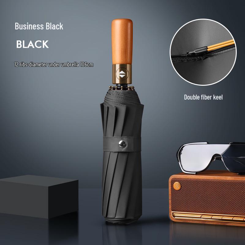 Dual-Use Automatic Umbrella for Men & Women: Sun & Rain Protection with black glue sunshade. Customizable with printed logo, fits two people.