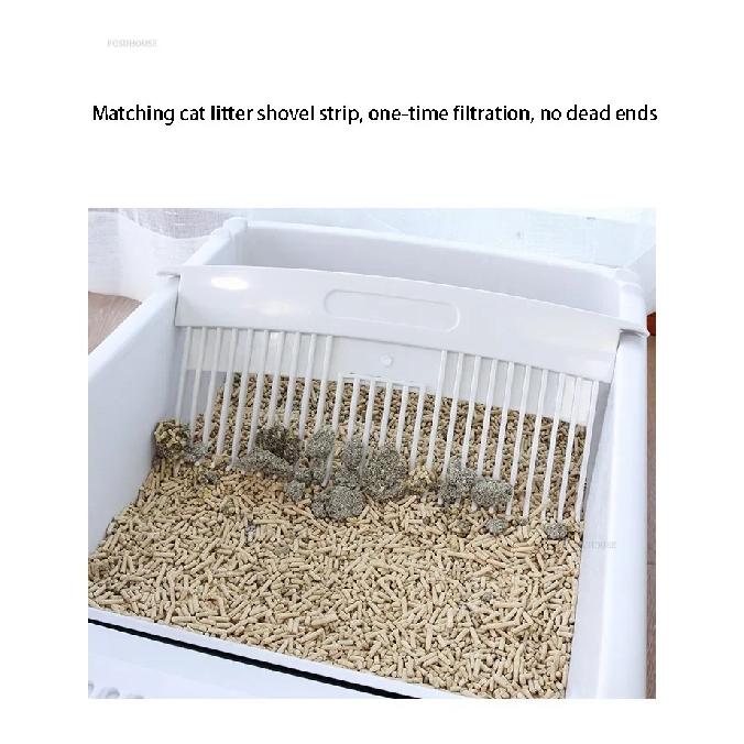 Semi-automatic Cat Litter Box Drawer Type Splash-proof Enclosed Tray Deodorizing Training Sandbox Pets Supplies Auto Cleaning