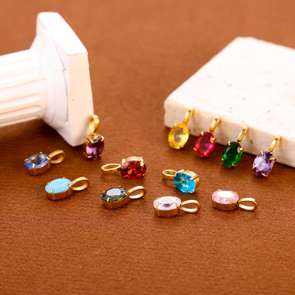 CARLIDANA Good Quality Long Lasting Color Retention Stainless Steel Gold-Plated Colorful Inlaid Transparent Zircon Pendant Charm