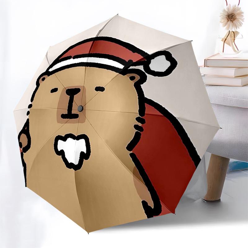 Ombrello da Viaggio a Tema Capibara - 8 Stecche, Apertura e Chiusura Automatica, Design Pieghevole Portatile, Ombrello Compatto ed Elegante Adatto per l'Esterno