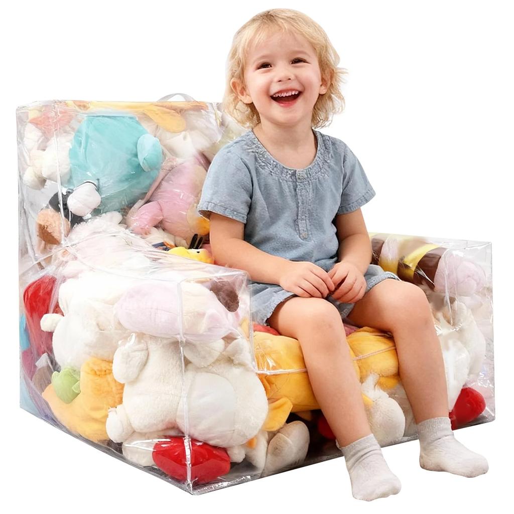 Clear Plush Toys Chair Cover Children Stuffed Animal Bean Doll Storage Bag Seat Extra Large Organizing with Zipper