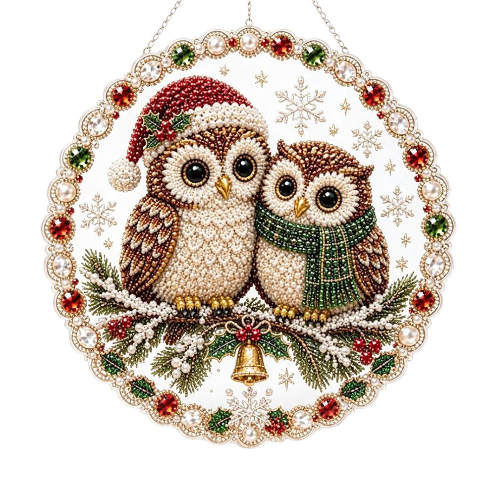 Christmas Pearl Diamond Painting Suncatcher Kit Diy Craft Metal Chain 3d Mixed-sized Pearl Beads Craft Festive Window Wall Decor