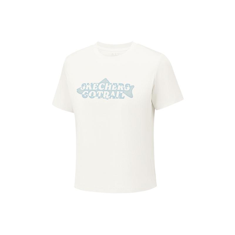 Skechers Round Neck Letter Solid Color Regular T-Shirt Women tops P226W121-00QF M
