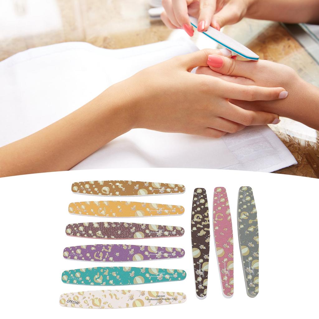 9PCS Nail File Professional Nail Art Sanding Strips Polishing Tools Set Washable Nail Care Buffer Fi