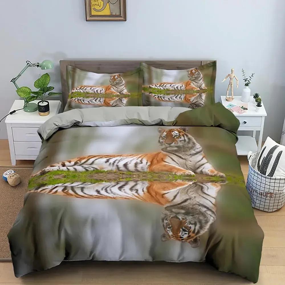 Tiger Wild Theme 3D Duvet Cover Bedding Set Comforter Linen Pillowcases Home Decor Single Double Twin King Queen