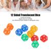 40Pcs 12 Sided Transparent Dice Waterproof 5 Colors Translucent Dice for Board Games and Teaching Math
