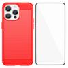 For iPhone 15 Pro Max Case with Screen Film WANLONFENG LS Series Big Lens Hole Brushed Texture TPU Phone Cover