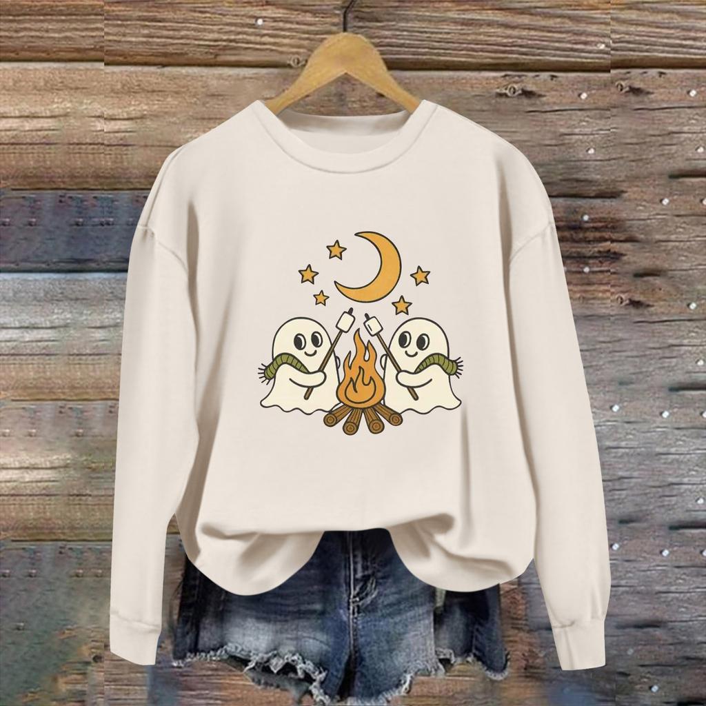 Damen Oberteile Damen Langarm Sweatshirt Lässig Rundhals Locker Geschnitten Pullover Fleece Oberteile