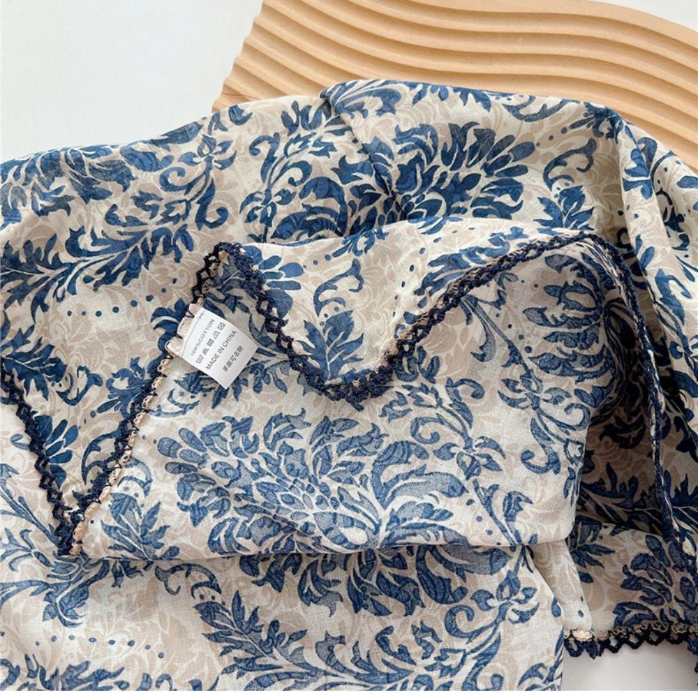 Floral Cotton Linen Print Scarves Scarf Hair Band Square Handkerchief  Scarf Accessories