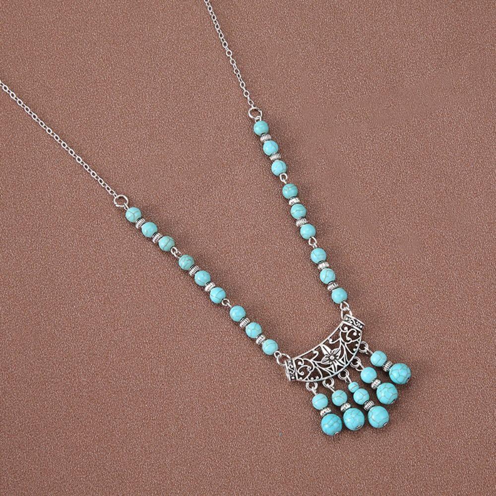 Geometric Earrings Necklaces Jewelry Set Retro Tassel Forehead Headband  Women
