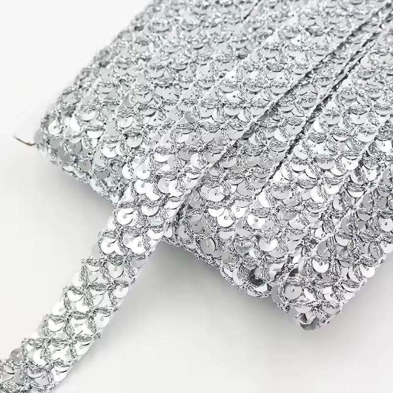 2/5/10M Sequin Lace Braided Band Decoration Ribbon for Clothes Not Elastic Trim Cosplay Dance Dress Wedding Sewing Accessories
