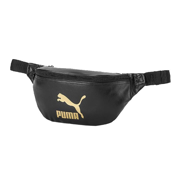 Puma Originals Retro Zipper Closure Faux Leather Shoulder Crossbody Waist Bag Unisex Bags Black 076931-01 Black