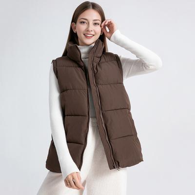 Women Winter Waistcoat Stand Collar Thick Sleeveless Padded Outerwear with Pockets Zipper Closure