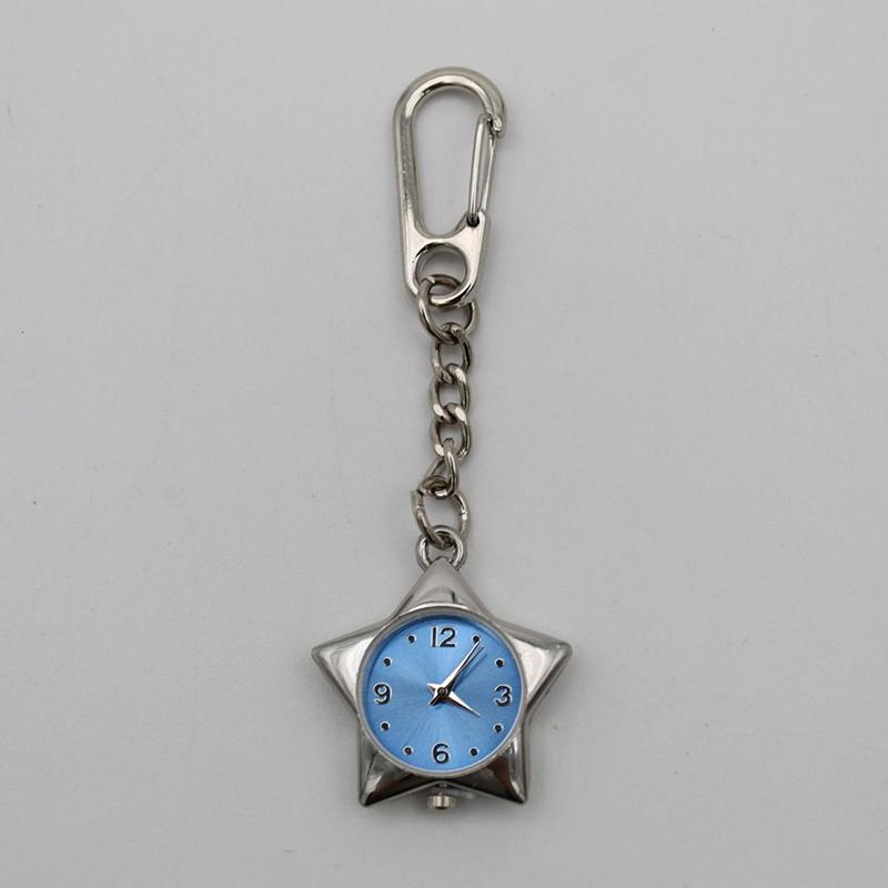 Star Pocket Watch Clock Keychain Zinc Alloy Trinkets Bag Charms Original Design Creative Pendant