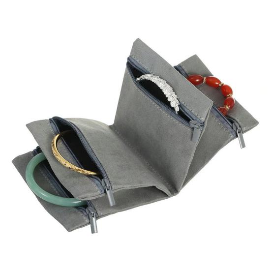 Jewelry Storage Bag Rings Earrings Bracelet Necklace Storage Pouch Foldable Zipper Closure Travel Jewelry Organizer