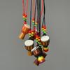 1116 Retro Rope Necklace Handmade Musical Instrument Pendent Classic Ornament Art Craft Mini African Drum Pendant Necklace