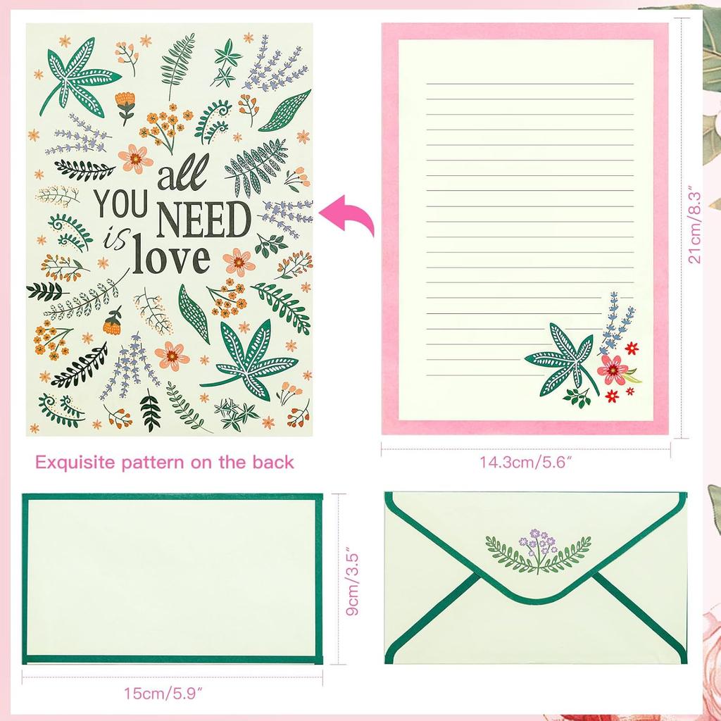 36 PCS Stationary Set with Envelopes,6 Different Style Cute Letter Writing Kit,24 Stationery Paper + 12 Envelopes