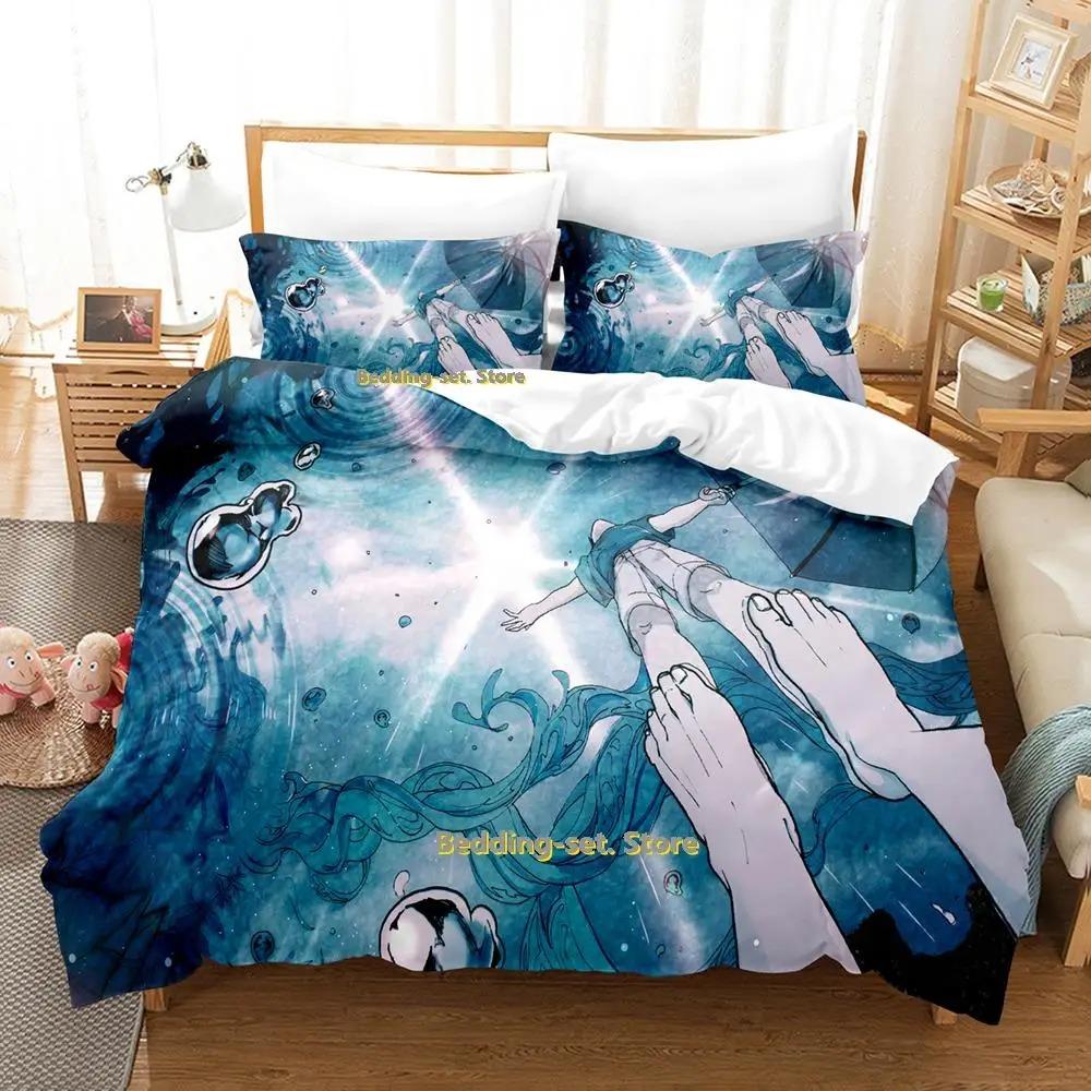 Nytt Weathering With You Sängklädesset Tecknad Anime tredelat set Vuxen Barn Sovrum Påslakan Set lakan och örngott