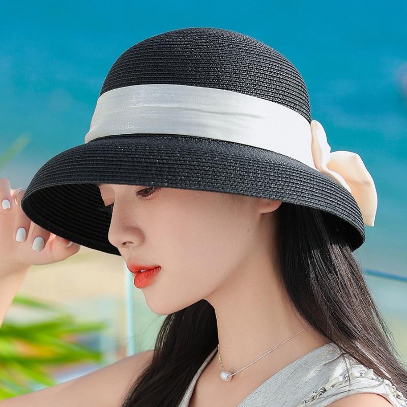 Fashion Design Natural Lafite Grass Straw Hat Photography Hat Sunscreen UV Protection Beach Sun Visor Farmers Raffia Straw Hats