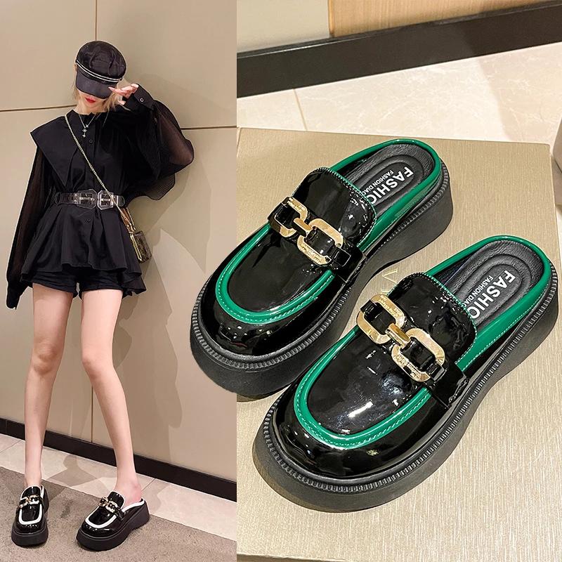 Thick Bottom Round Head Combination Fashion Comfortable Non-slip Breathable Single Shoes Women Fashionable Slippers