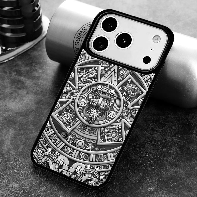 Mayan Calendar Wood Pattern pattern Phone Case for iPhone 17 16 15 Pro Max Air 14 13 12 11 Plus Shockproof Capa Cover